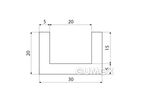 "U" Silikonprofil, 20x30/20mm, 60°ShA, -60°C/+180°C, weiß, 